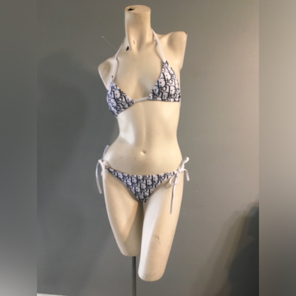 Christian Dior Black Monogram 2 Pieces Women’s Bikini Suit Size Small